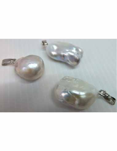 Perles d eau douce 22mm pendentif argent