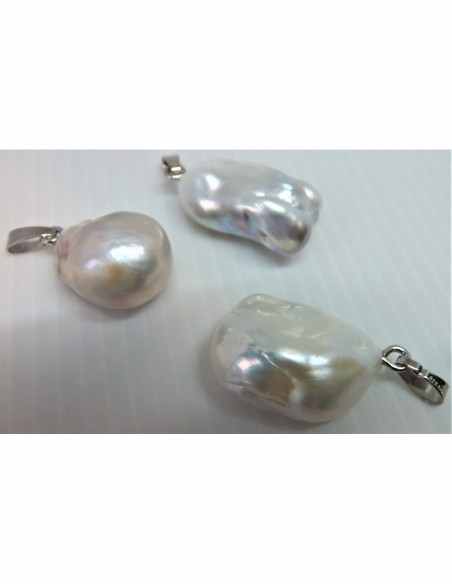 Perles d eau douce 22mm pendentif argent