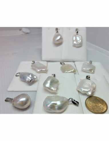 Perles d eau douce 22mm pendentif argent