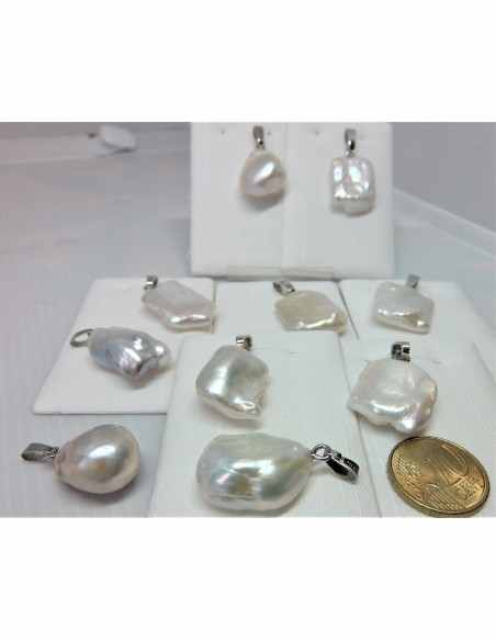 Perles d eau douce 22mm pendentif argent