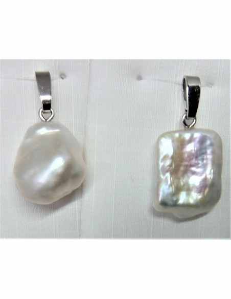 Perles d eau douce 22mm pendentif argent