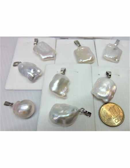 Perles d eau douce 22mm pendentif argent