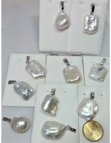 Perles d eau douce 22mm pendentif argent