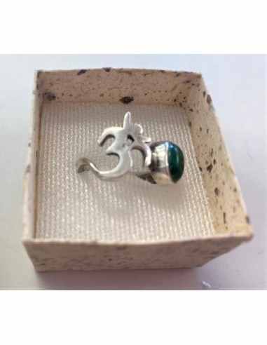 Bague OM argent malachite