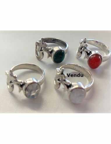 Bague OM argent malachite