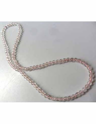 Quartz rose collier élastique 40cm