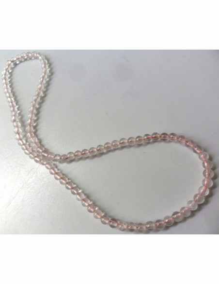 Quartz rose collier élastique 40cm