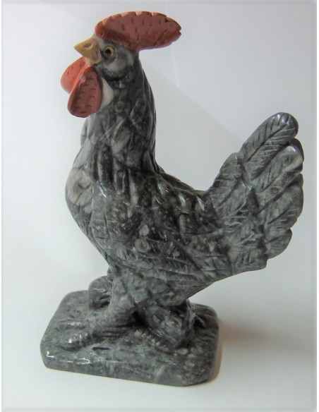 Coq en pierre jaspe paviot