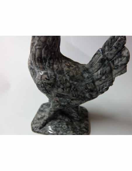 Coq en pierre jaspe paviot