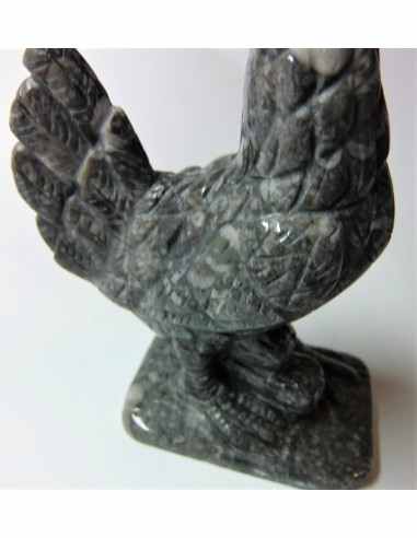 Coq en pierre jaspe paviot
