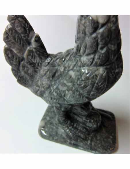 Coq en pierre jaspe paviot