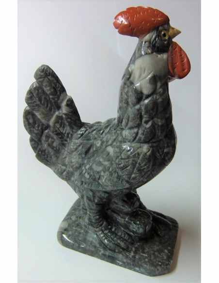 Coq en pierre jaspe paviot