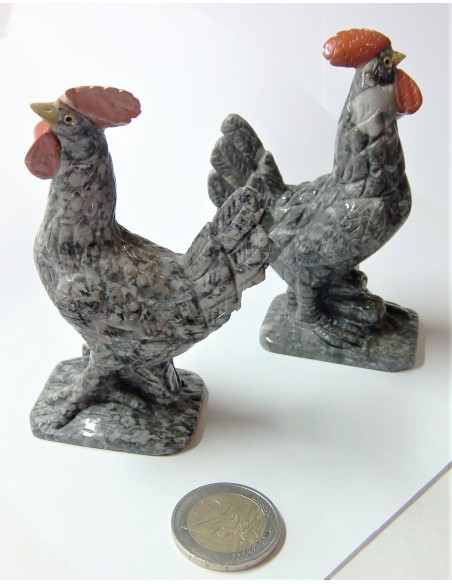Coq en pierre jaspe paviot