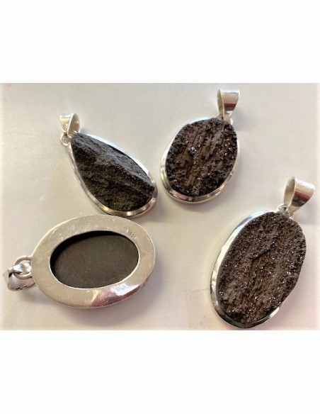 Bois fossile pendentif argent