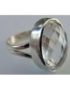 Bague cristal de roche argent