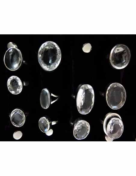 Bague cristal de roche argent
