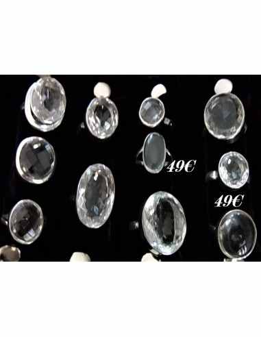 Bague cristal de roche argent