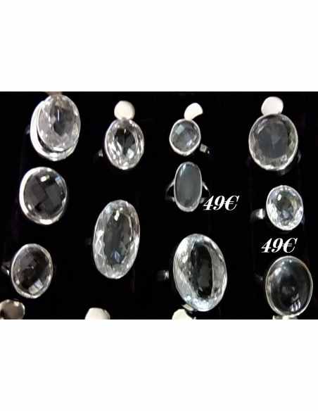 Bague cristal de roche argent