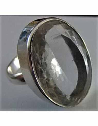 Bague cristal de roche argent