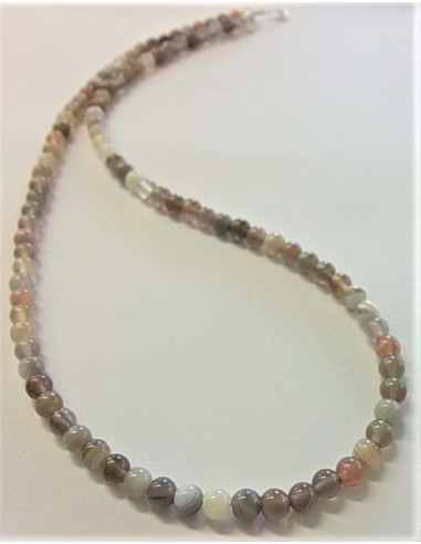 Collier Agate rose 4mm