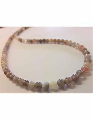 Collier Agate rose 4mm