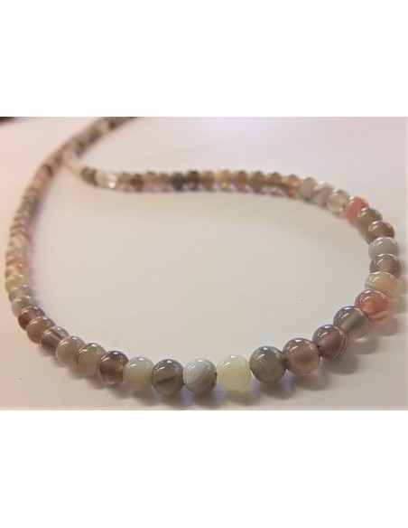 Collier Agate rose 4mm