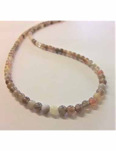 Collier Agate rose 4mm