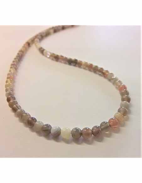 Collier Agate rose 4mm