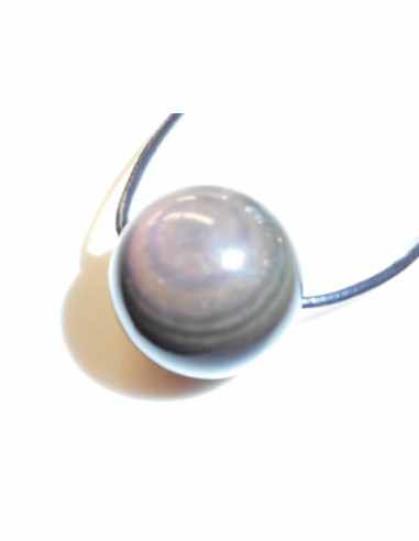 Obsidienne oeil celeste 12mm collier