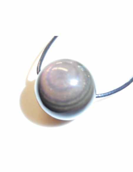 Obsidienne oeil celeste 12mm collier