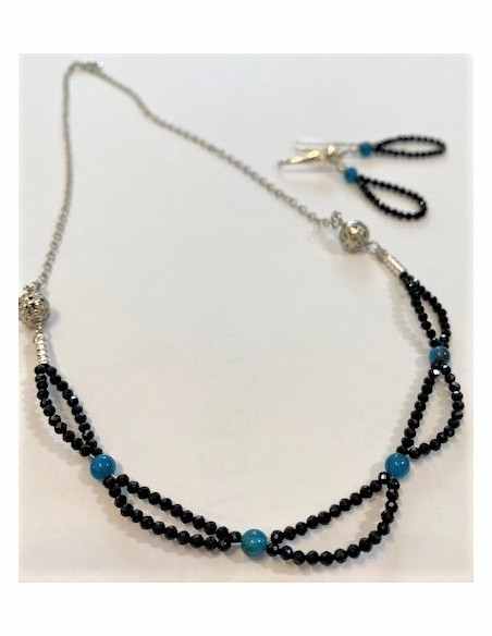 Parure apatite et spinelle noire.