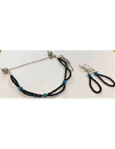 Parure apatite et spinelle noire.