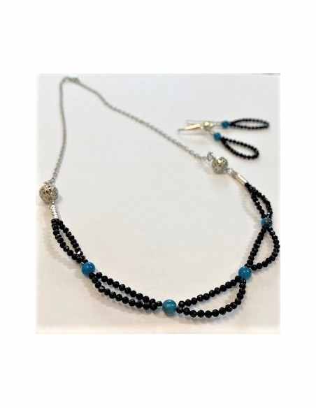 Parure apatite et spinelle noire.