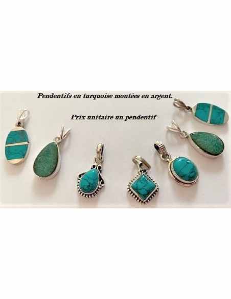 Turquoise pendentif monté en argent