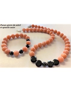 Parure pierre du soleil et spinelle noire.