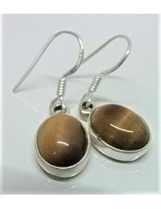 Boucles d'oreilles oeil de tigre argent