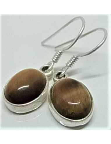 Boucles d'oreilles oeil de tigre argent