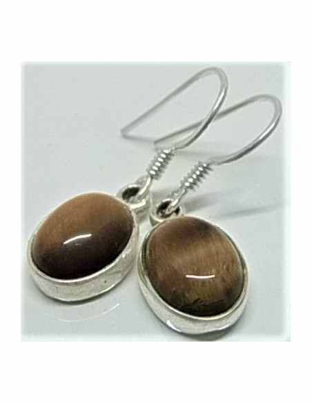 Boucles d'oreilles oeil de tigre argent