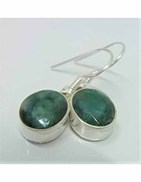 Boucles d'oreilles emeraudes argent