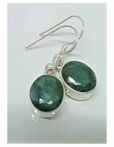 Boucles d'oreilles emeraudes argent