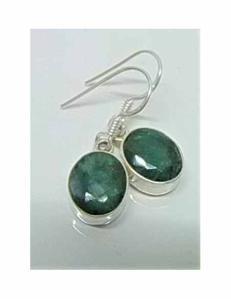 Boucles d'oreilles emeraudes argent