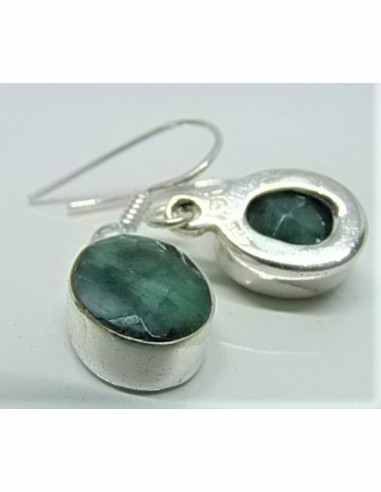Boucles d'oreilles emeraudes argent