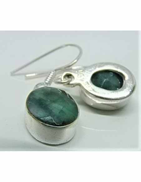 Boucles d'oreilles emeraudes argent