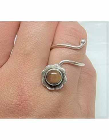 Bague multi reglable oeil de tigre argent