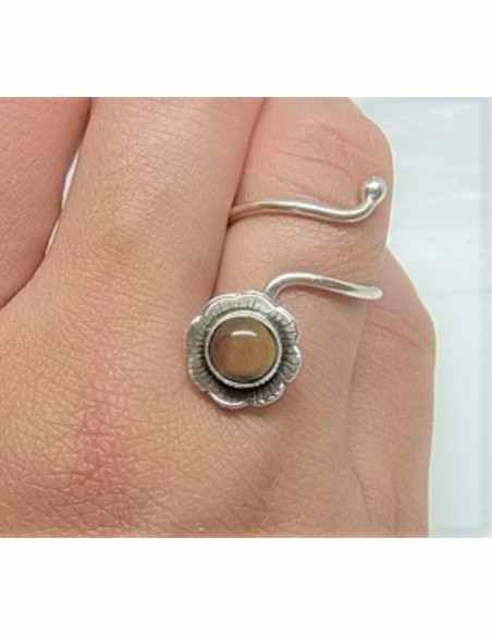 Bague multi reglable oeil de tigre argent