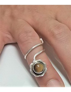 Bague multi reglable oeil de tigre argent