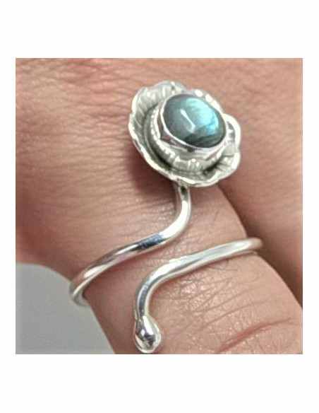 Bague multi reglable labradorite argent