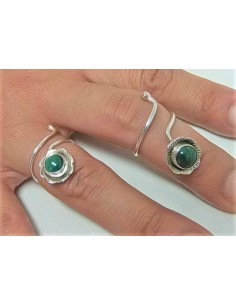 Bague multi reglable malachite argent 2
