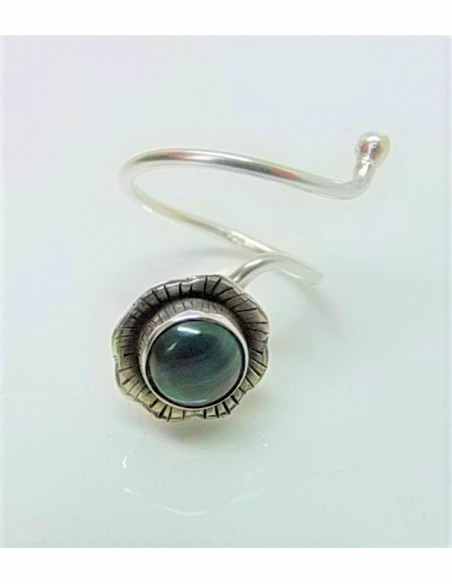 Bague multi reglable malachite argent