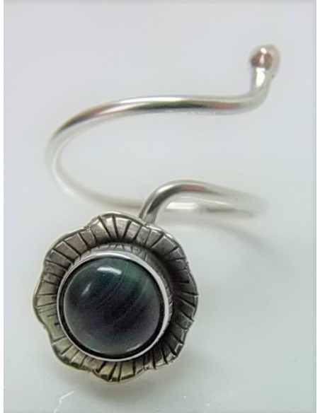 Bague multi reglable malachite argent